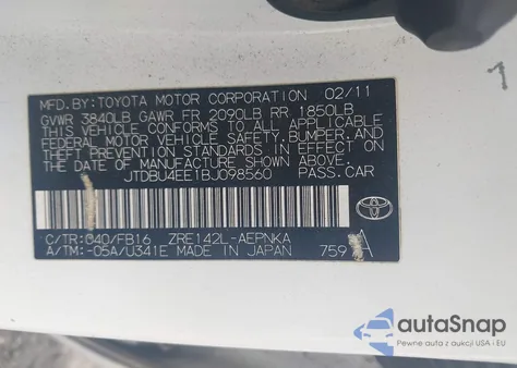 2011 Toyota Corolla Le z USA, uszkodzony, nr VIN JTDBU4EE1BJ098560